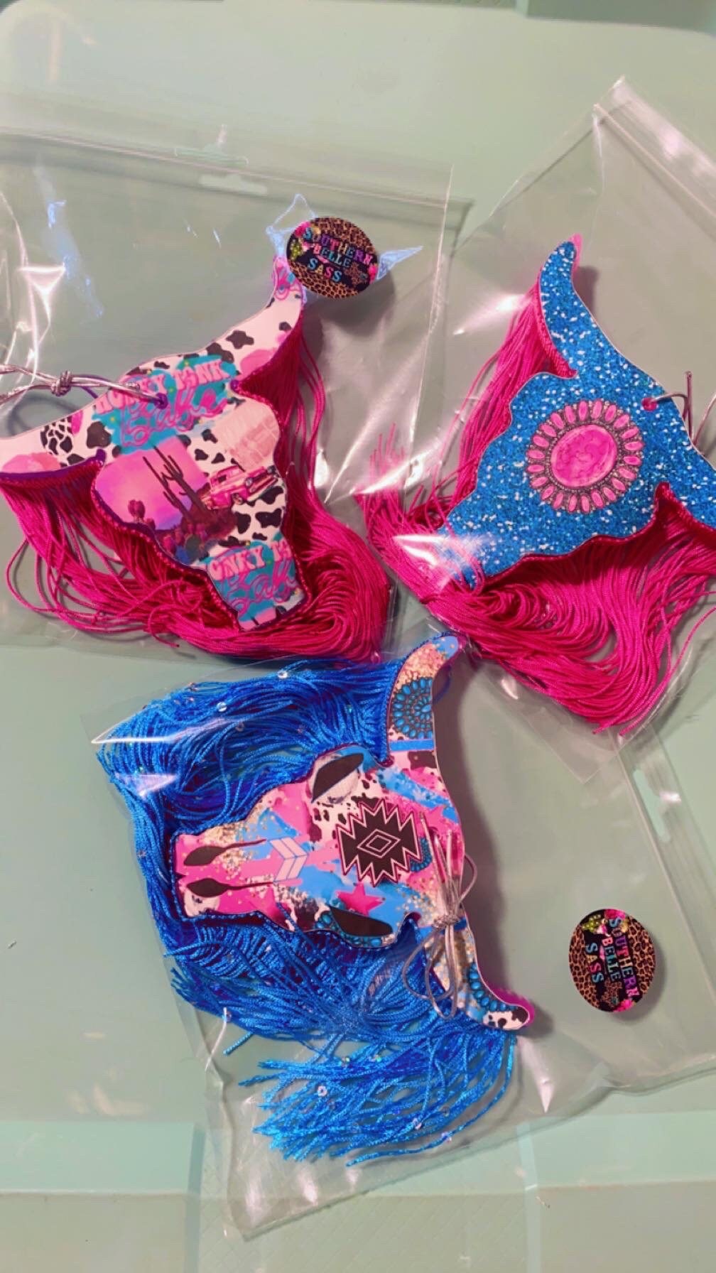 Bull Skull Freshie with Fringe