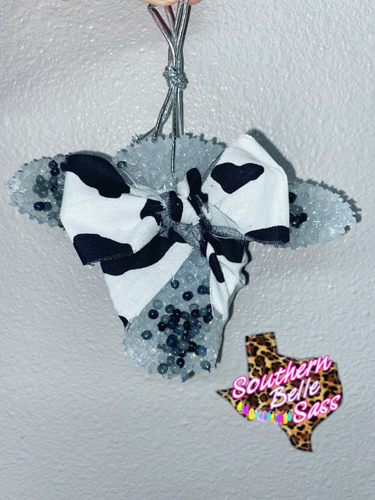 Cow Head with Cow Print Bandana